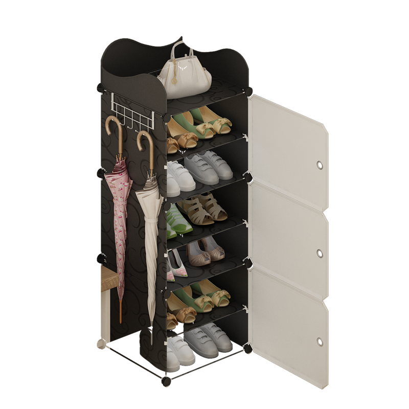 蔻丝门口超薄小鞋柜进门简易鞋子架子多层宿舍家用防尘鞋子收纳北欧风 1列6层