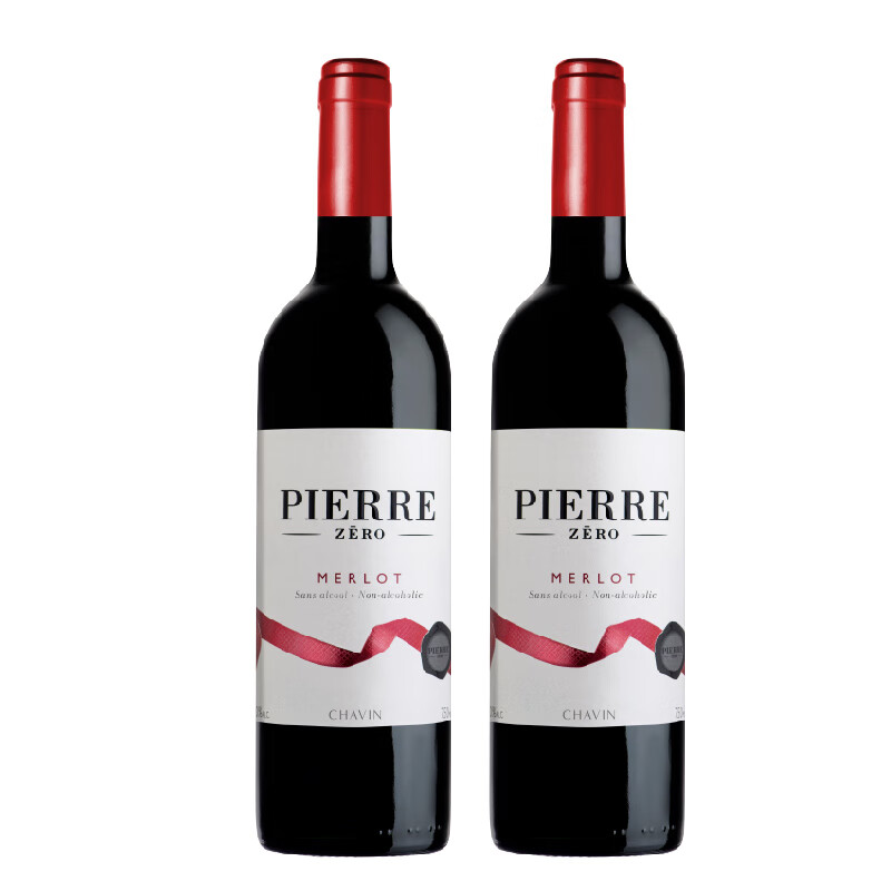 图比克法国原瓶进口脱醇葡萄酒无醇无酒精应酬挡酒0度低糖红酒 低糖梅洛【礼袋装】750ml*2瓶