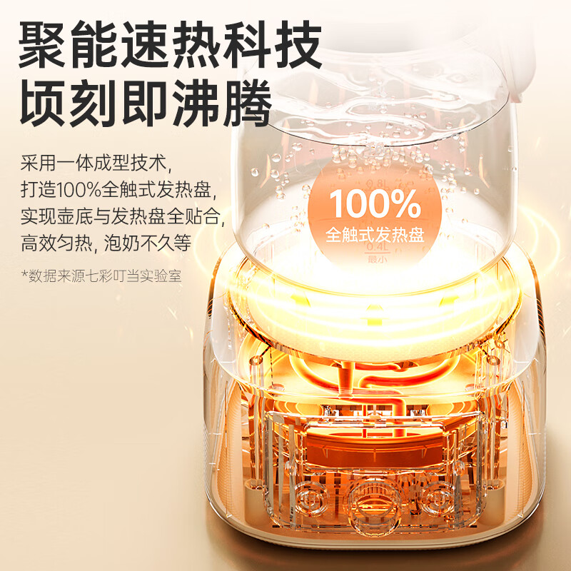 七彩叮当全玻璃恒温热水壶婴儿专用智能冲泡奶家用烧水壶暖奶器调奶器 皓月白 1.3L