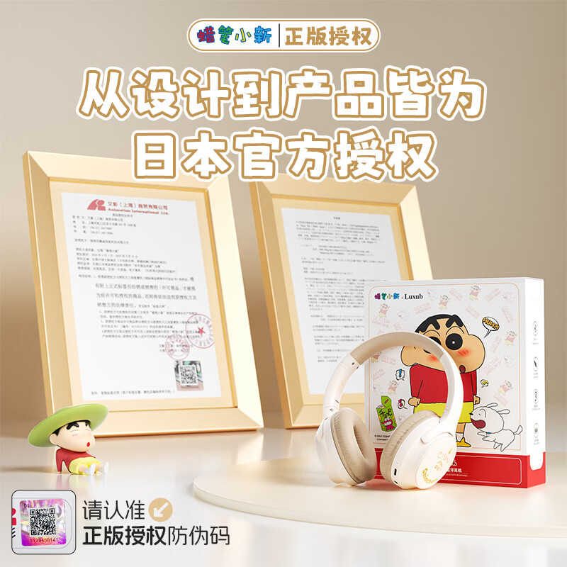 蜡笔小新头戴式无线蓝牙耳机女生轻便可折叠游戏音乐超长续航可爱耳机送男女生闺蜜老师生日礼物教师节礼物 【野原耳语-图案款】12h长续航