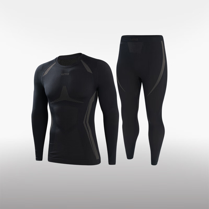 悠途（UTO） 冬季滑雪速干衣男女保暖透气跑步登山内衣無界单导速干套装 经典黑（男） 2XL