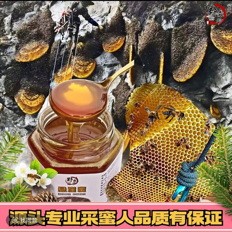 另善堂悬崖土蜂蜜云南西双版纳纯正天然崖蜜正宗深山悬崖蜜农家高原崖 纯蜜野生崖蜜带巢1斤【再+一瓶结晶的】 1瓶*1罐