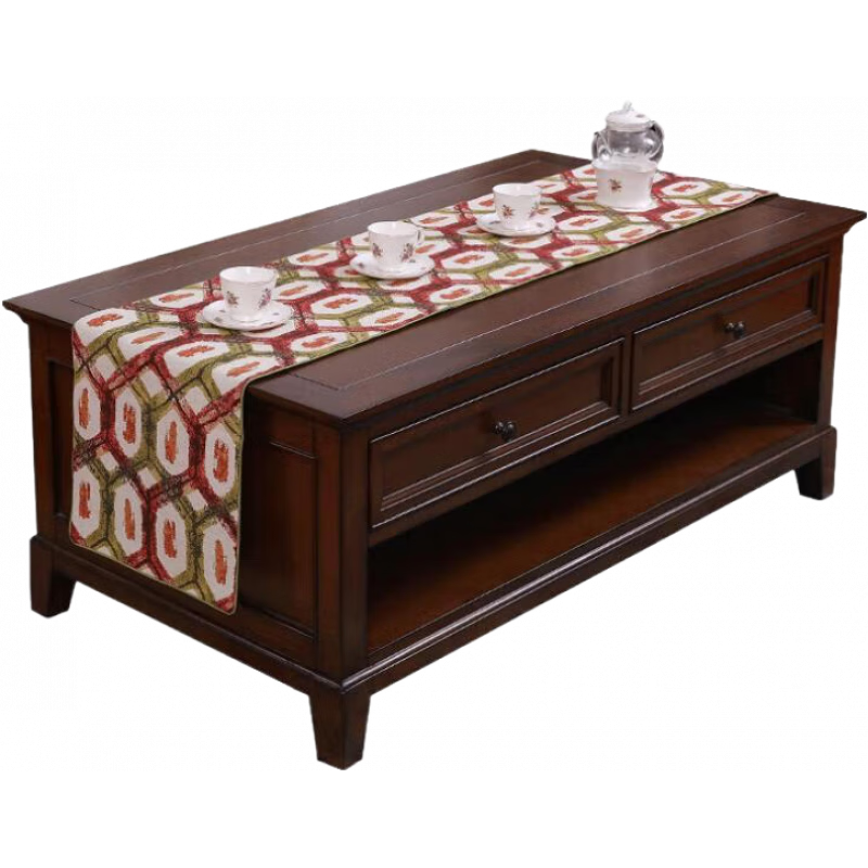 藍(lán)橡樹(shù)(Blue Oak) 桌旗輕奢歐式床旗餐桌美式茶幾蓋巾北歐長(zhǎng)條電視柜蓋布新中式 圣羅莎藍(lán)-簡(jiǎn)約款 桌旗35*260(適合200-220電視柜)