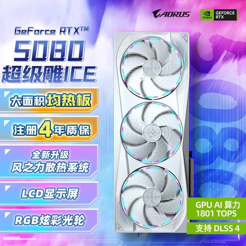 ΣGIGABYTE5080Կ ICE GeForce RTX 5080 AORUS MASTER ICE 16G DLSS4羺AI ע걣 
