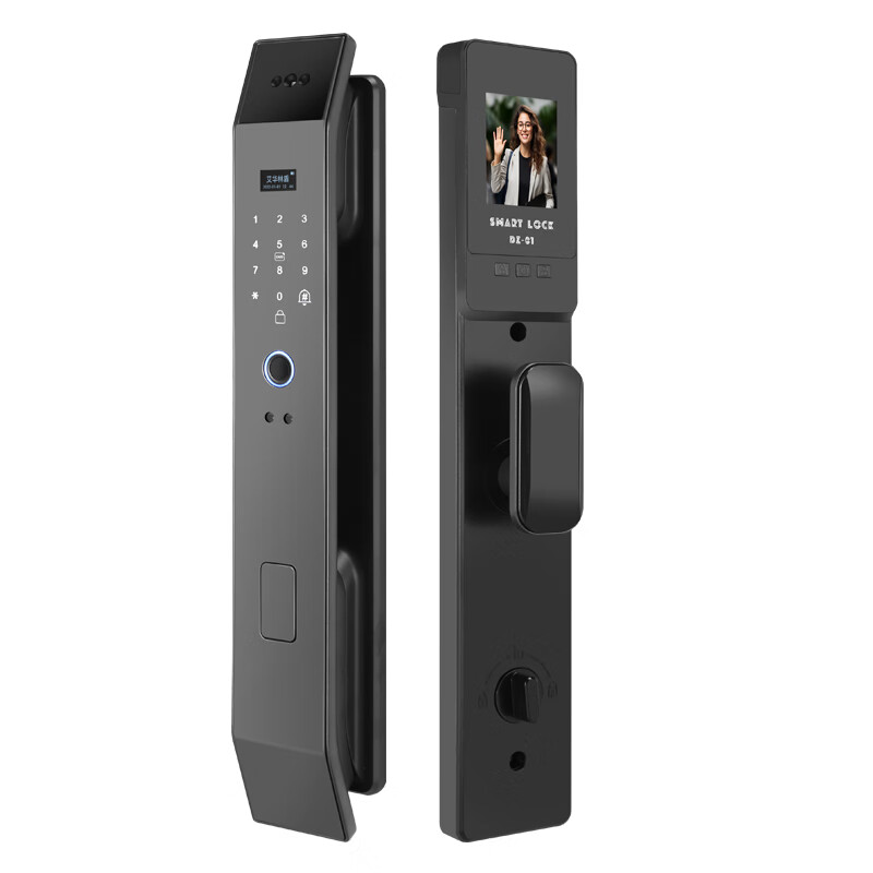 艾华林盾德国智能门锁指纹锁3D人脸识别全自动密码锁可视猫眼防盗门电子锁 远程可视对讲+3D人脸+4.5寸内屏 全国上门安装（套餐可选包安装）