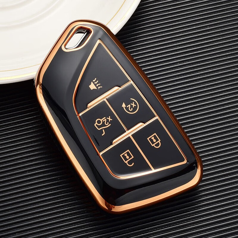 20-23款凯迪拉克ct4钥匙套 ct4汽车遥控器保护壳扣钥匙包 a款【炫酷黑