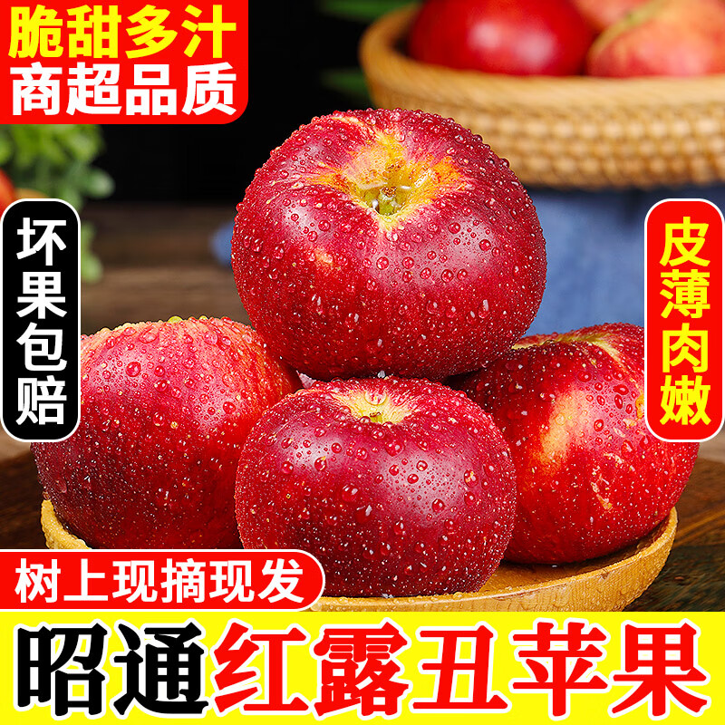 家佳供云南昭通红露苹果当季脆甜红富士冰糖心丑苹果新鲜水果包邮 5斤小果(单果55-70mm)