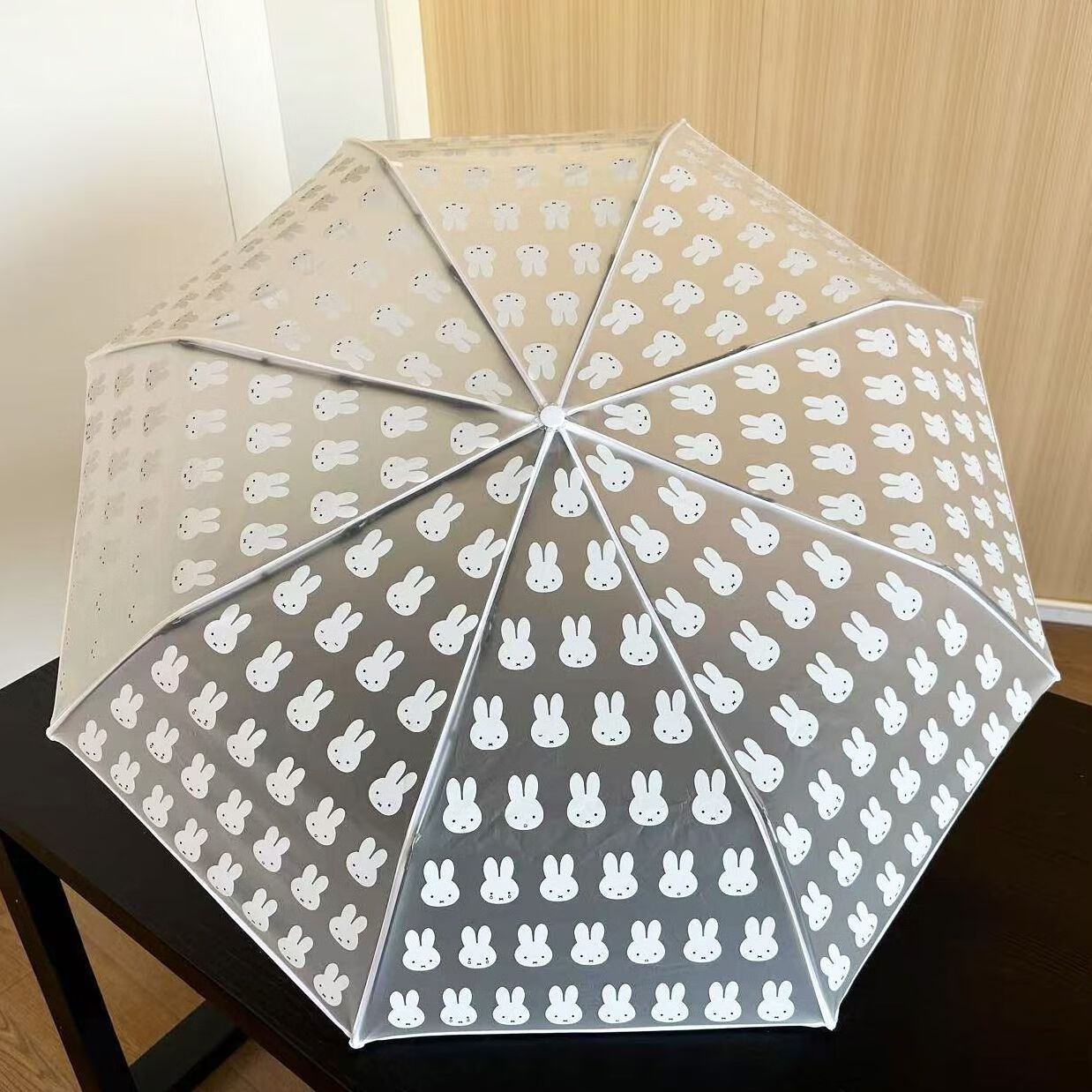 咏幻磨砂晴雨两用清新透明雨伞可爱学生全自动便携儿童卡通折叠 米菲