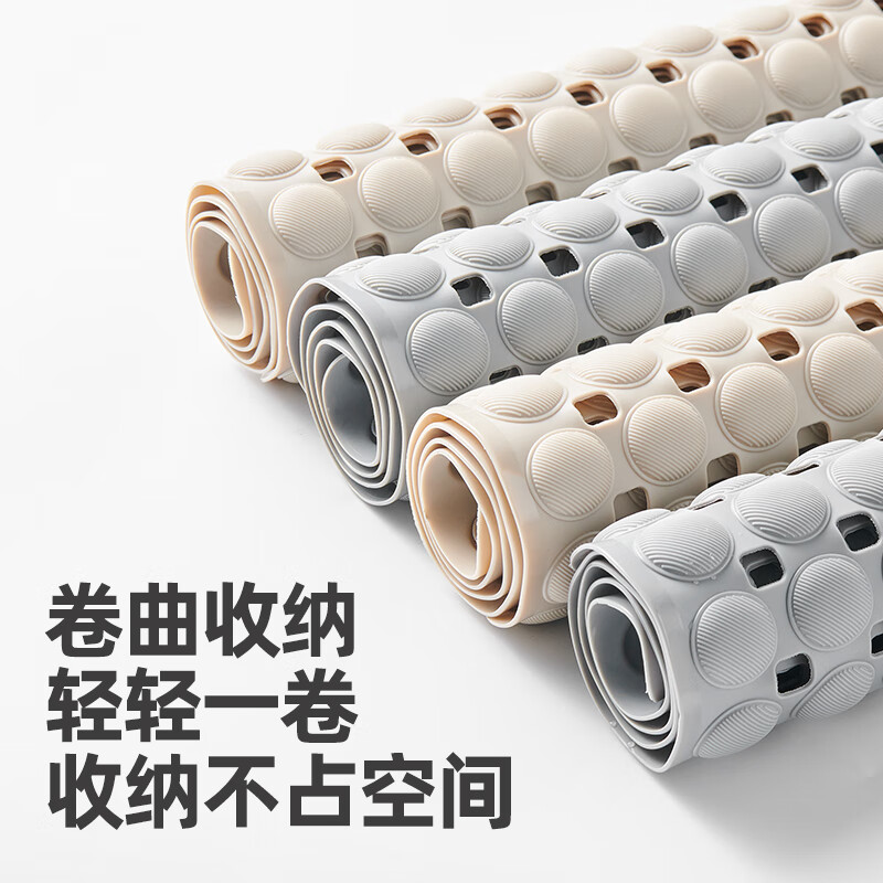 ecoco意可可浴室防滑地垫家用沐浴洗澡吸盘防摔垫浴缸卫生间按摩脚垫子 【卡其色】强吸附不打滑