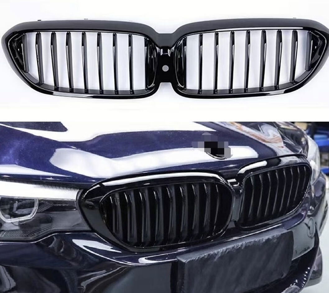 丽田适用宝马5系17至20年改装连体中网电镀银g30g38新款连体亮黑 517