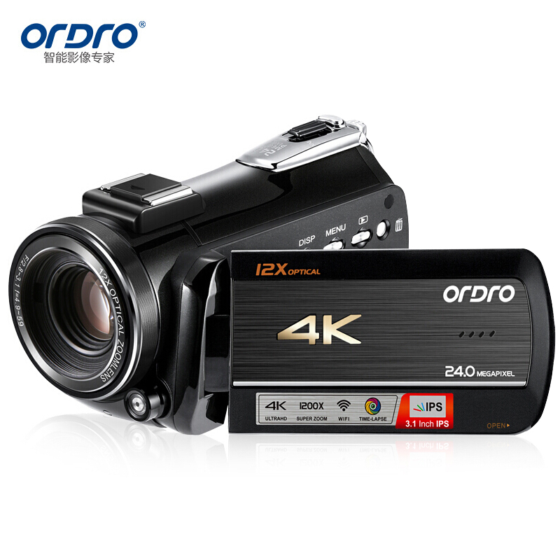 欧达（ORDRO）AC5高清数码4K摄像机DV专业摄录一体机12倍光学变焦1200倍动态变焦增强5轴防抖家用直播婚庆