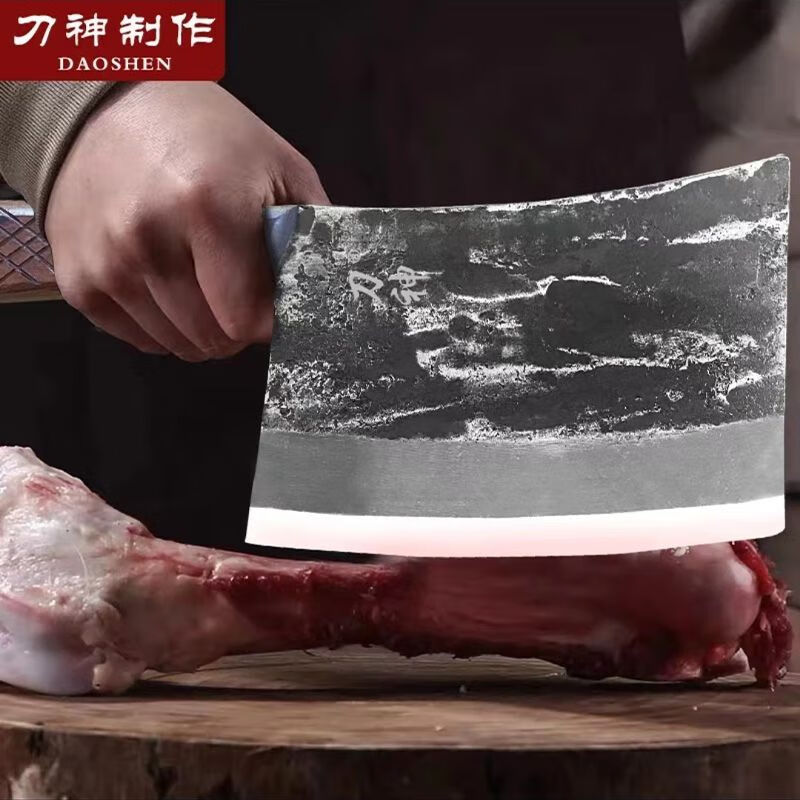 砍骨刀商用斩骨刀斩骨头专用刀屠夫卖肉专用刀家用剁骨刀手工锻打 【约2斤-家用】-平头斩骨刀