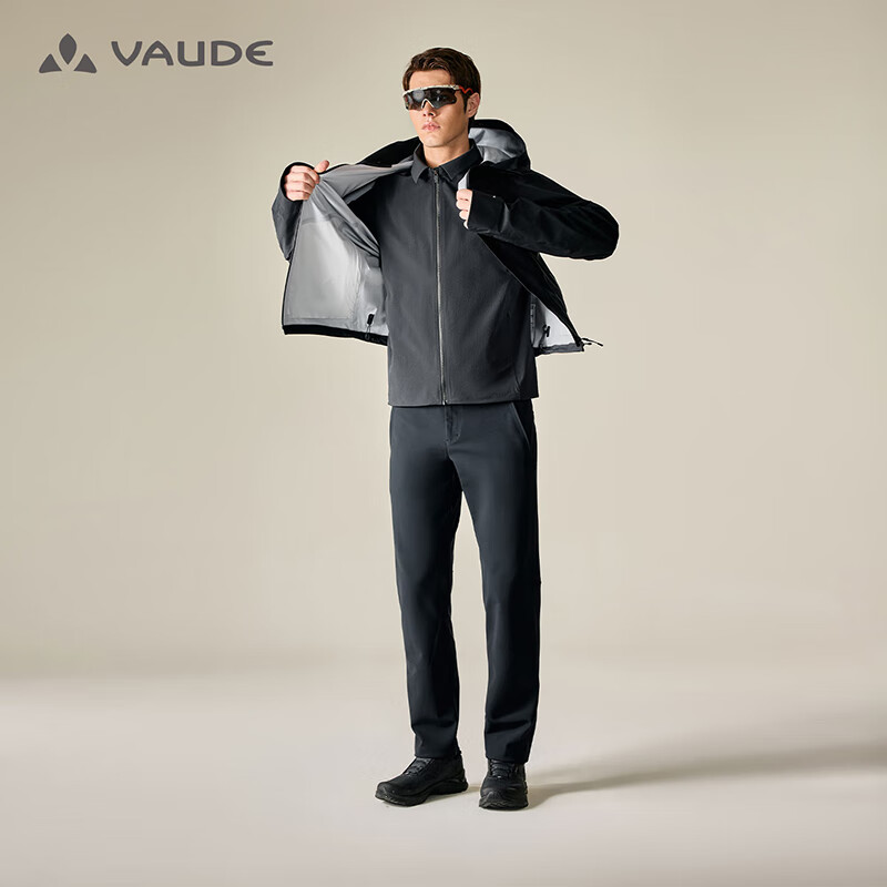 巍德(VAUDE)软壳衣CORDURA防风防水商务行政夹克男防刮蹭简约通勤外套男翻领 VAUDE黑-503 M【推荐身高170-180,130-140斤】