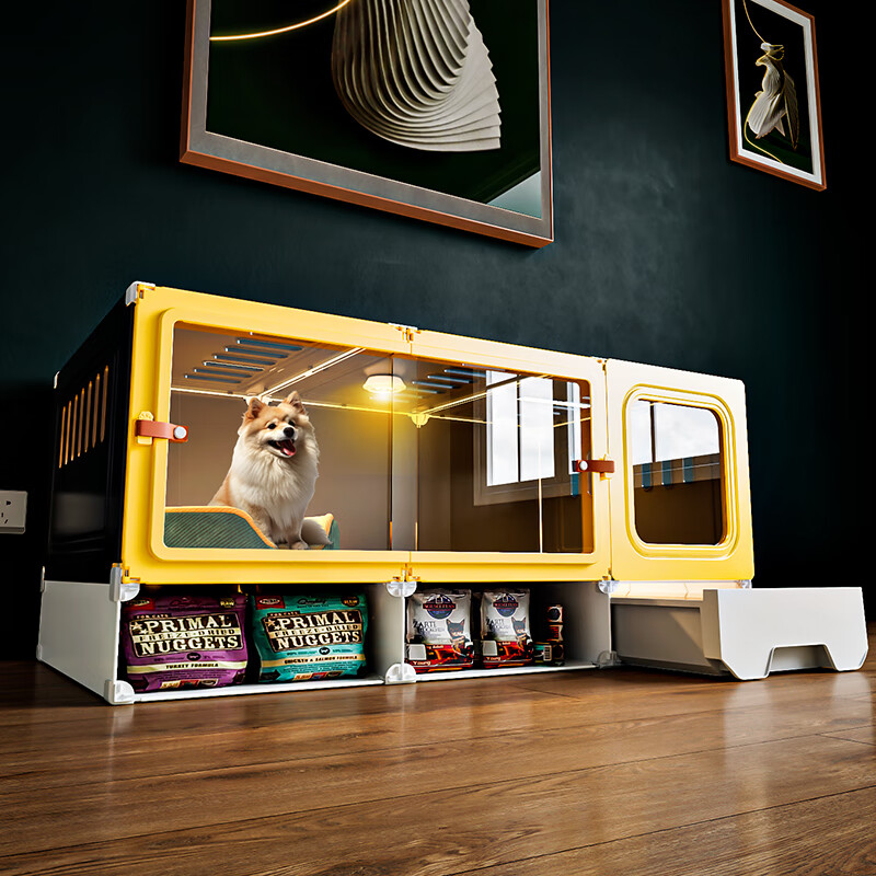 蔻丝狗笼子小型犬带厕所分离狗窝豪华别墅智能遥控灯厕所一体
