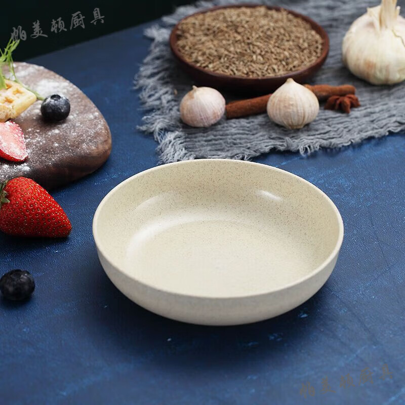 帕美頓小麥秸稈吐骨頭碟家用餐具塑料碟可愛(ài)餐桌垃圾渣盤(pán)吐骨碟防摔盤(pán)子 北歐米 四個(gè)裝【14厘米】小款