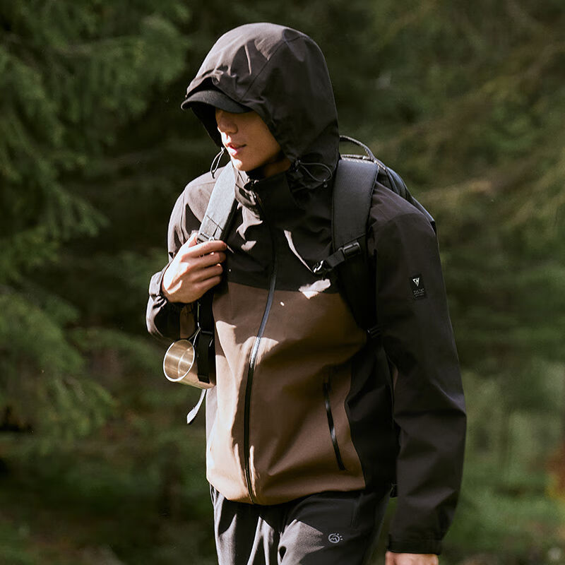 探拓（TECTOP）探拓户外冲锋衣男三合一两件套加绒保暖防风防水登山徒步旅行外套 云墨黑/纸棕色男款 S