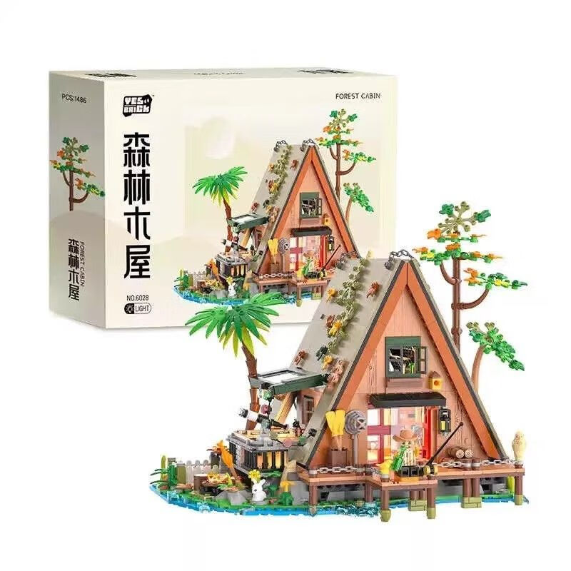 VTR2025年新款积木森林木屋6028街景别墅模型房屋建筑拼装桌玩具摆件 码头酒吧【1108颗粒】