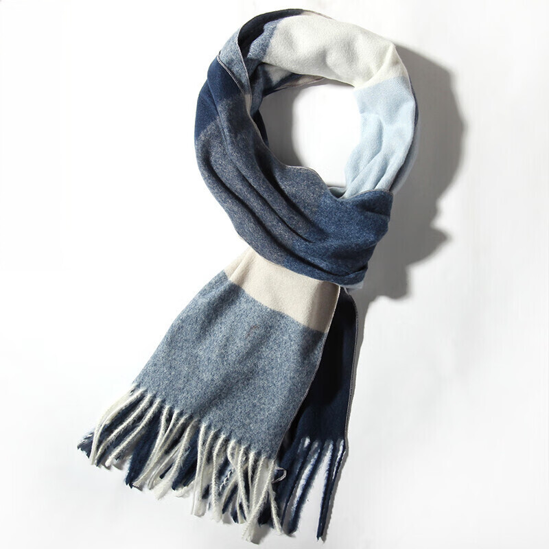 达芬奇密码 秋冬季保暖围巾女欧美风学生围脖情侣格子披肩  5# 孔兰拼白（205*35cm）