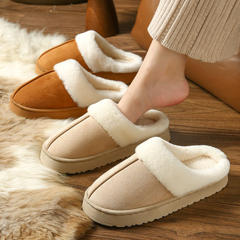 佐佐屋棉拖鞋2025新款厚底拖鞋女包头居家室内防滑保暖棉拖百搭毛毛拖鞋 黑色 40-41 (适合39-40的脚)