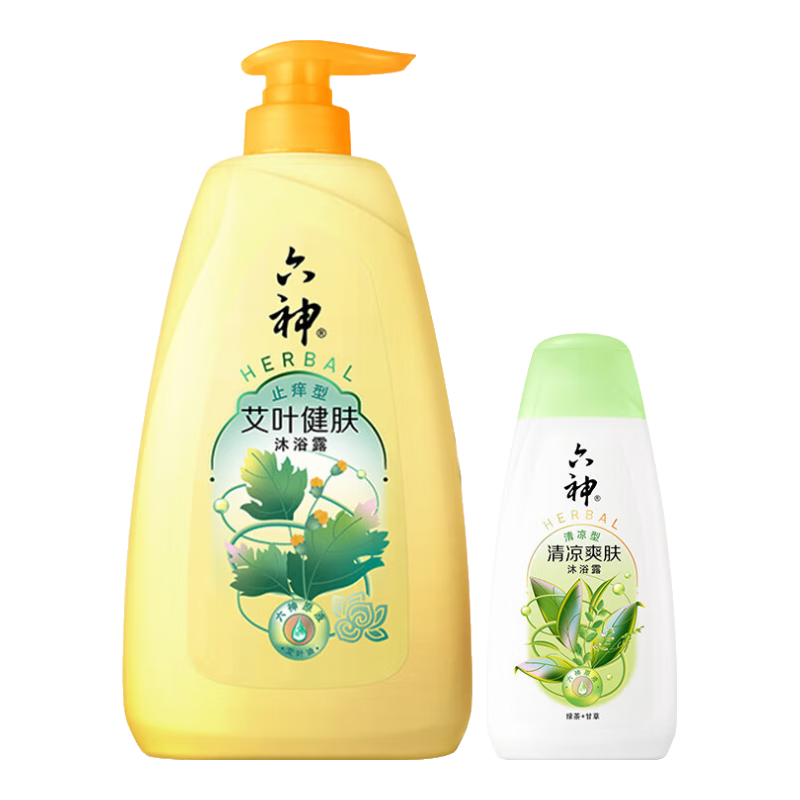 六神艾叶健肤沐浴露 止痒舒缓爽肤保湿清洁浴后留香沐浴液 【止痒型】750g+200g