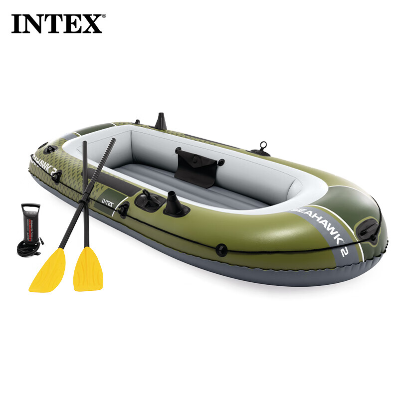 intex海鹰号升级版2人充气船皮划艇厚加大漂流船儿童玩具橡皮艇