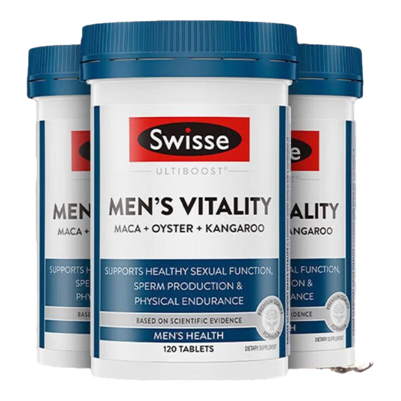 Swisse雄风片牡蛎精补i肾壮i阳男士加i大i促睾丸性功能锌镁片玛咖袋鼠精 【3瓶装巩固巅峰蜕变】雄风片120粒*3瓶