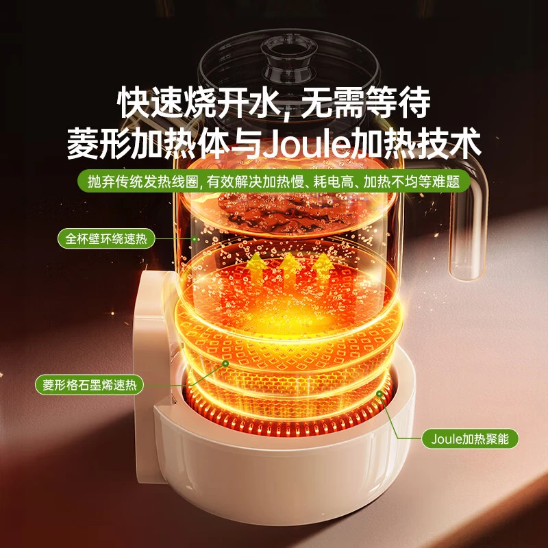奢姿恒温壶婴儿冲奶泡奶器 养生壶煮茶器炖煮一体0胶水全玻璃电热水壶 升级款 1.5L 【炖盅套装】