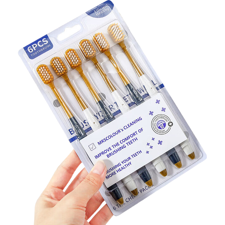 山姆同款宽头柔牙刷子成人软毛高密家用深层清洁口腔健康舌苔长头 软毛 6支 【山姆同款】