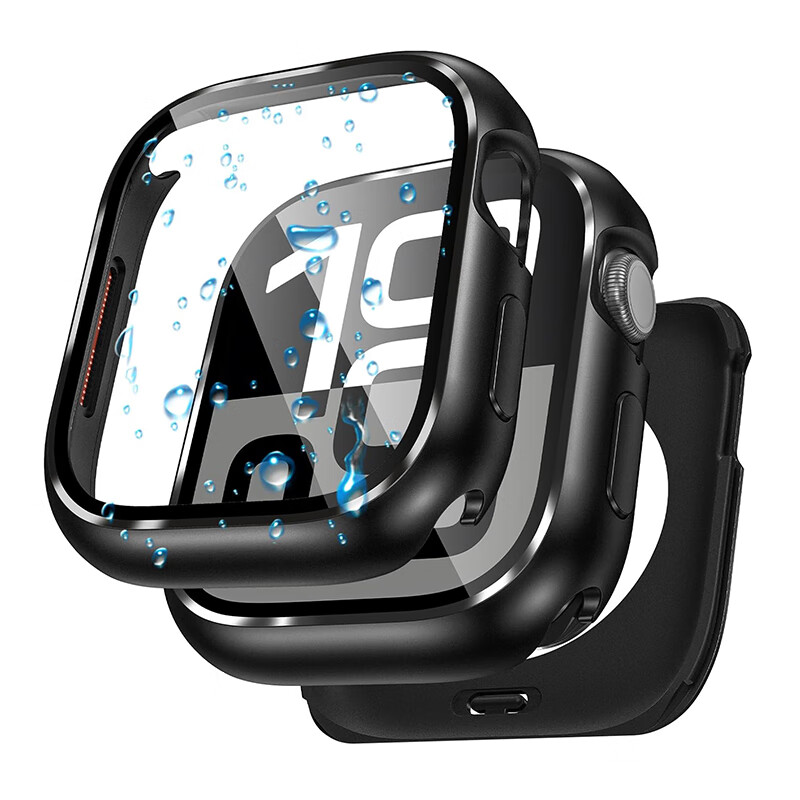 君自名适用AppleWatch11保护壳S11金属壳膜一体苹果S10手表壳iWatch11/iWatchS/WatchS全包防摔配件S9 S8 【黑色】锌合金表壳,PC后盖（生活防水，不能泡水） 46mm 适用 iWatch 11/10