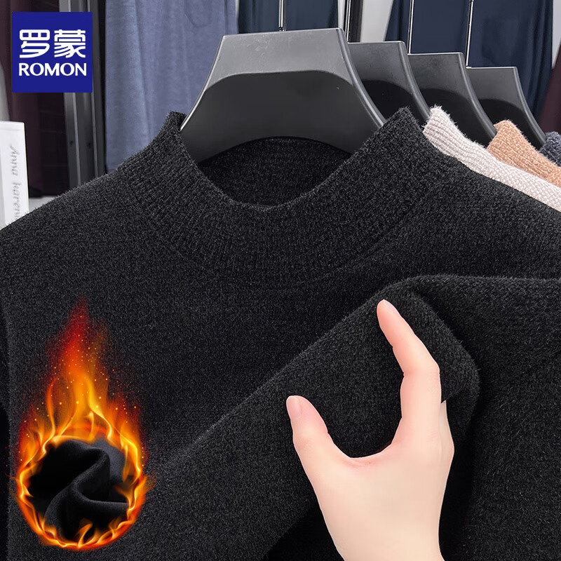 ���ɣ�ROMON����ʿ����ë�°����2025�����¿ů������ڴ���֯����ͷ���� ��ɫ 2XL 120 (��������155-170��) 54.5Ԫ