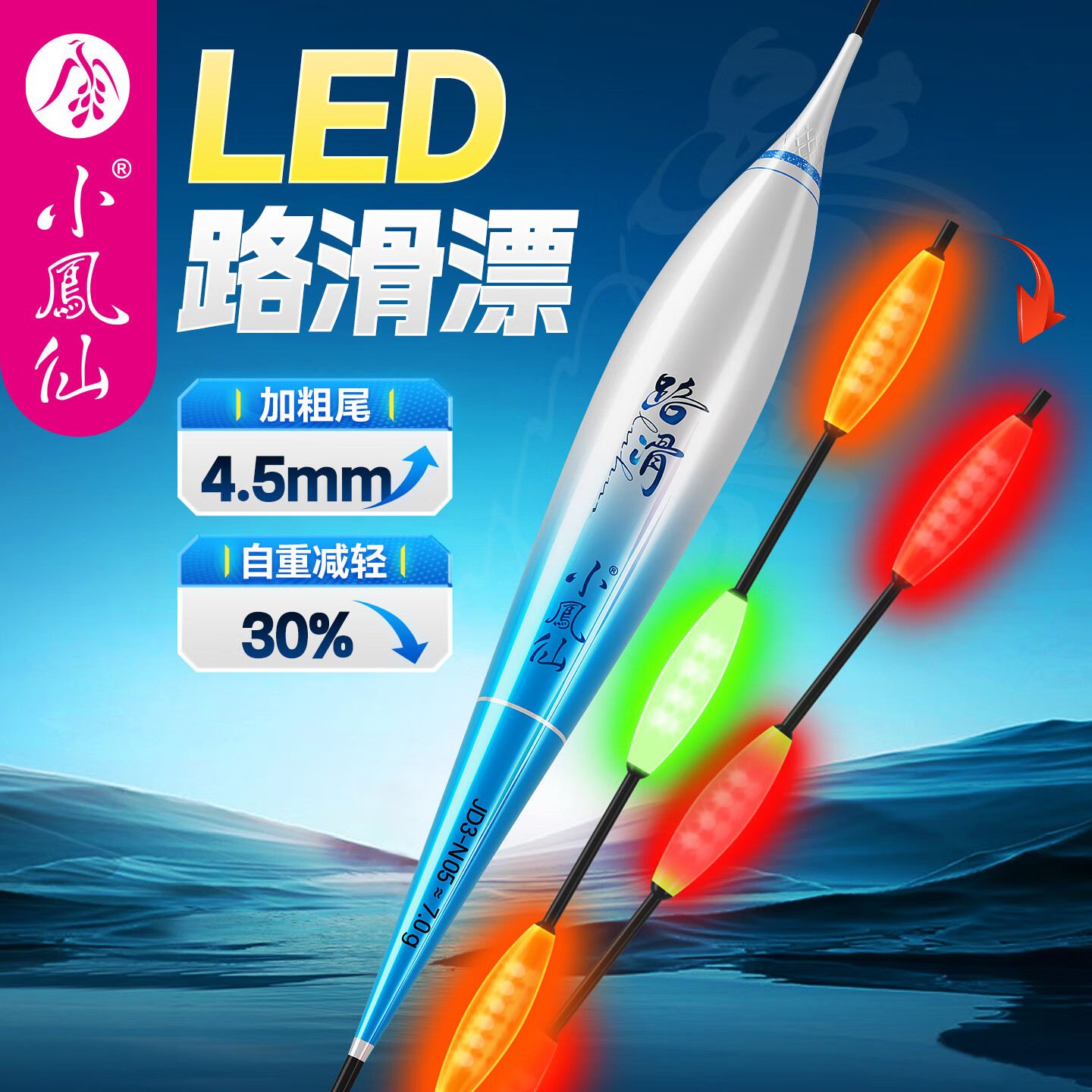 小凤仙OLED路滑夜光漂矶钓远投大物浮漂日夜两用大加粗醒目鲫鱼漂短漂 04 鲫鲤青草鳊翘 铅:6g LED高亮串串尾 单支【咬钩变色】+1颗电池