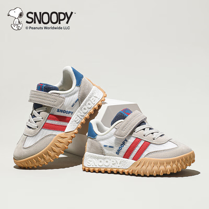 SNOOPY史努比童鞋男童运动鞋秋季耐磨跑步鞋小学生休闲鞋3807米灰28