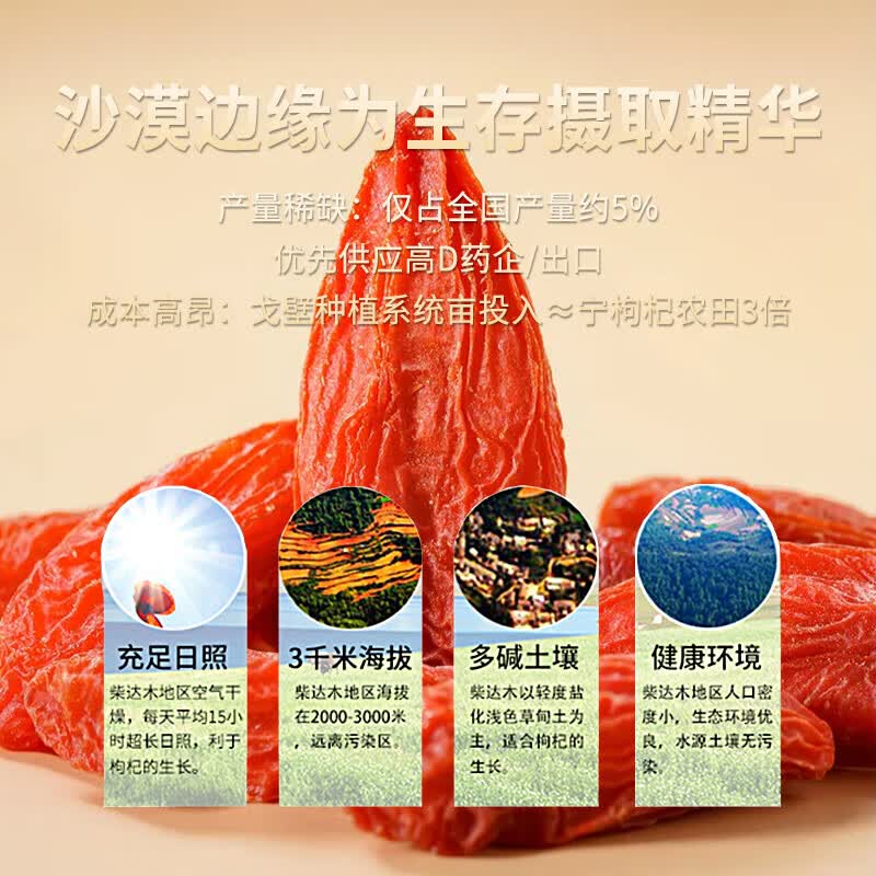 格拉三江青海有机黑枸杞大果泡茶黑果滋补养生煲粥煲汤红枸杞送礼礼袋 青海有机红枸杞200g(10g*20袋独立包装)