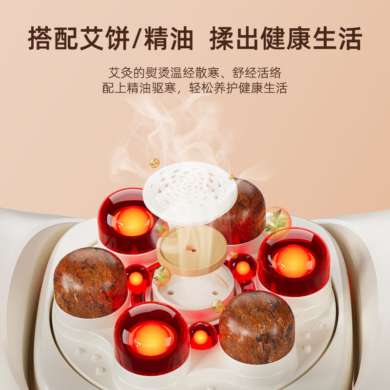 乐尔康（Le er kang）天然砭石揉腹仪升级调节揉捏推拿肚子热敷理疗按摩揉腹仪暖宫带姨妈神器送女友节日礼物 旗舰款-大砭石按摩头+无烟艾灸+盘面调节+太极揉捏