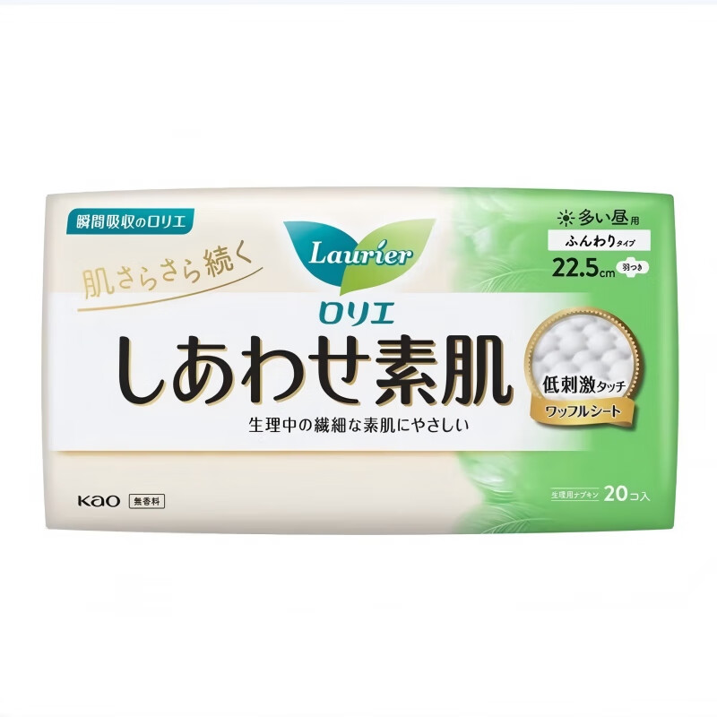 乐而雅（laurier）F透气棉柔日用22.5cm卫生巾20片日本原装进口新老包装混合发货