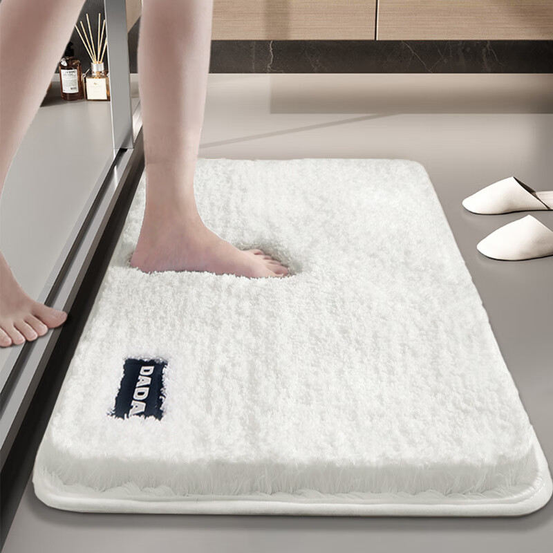AILUKI日本地垫家用浴室吸水脚垫厕所门口防滑地毯卫生间速干吸水垫 DADA白色 40cm*60cm 【加厚绵柔舒适】