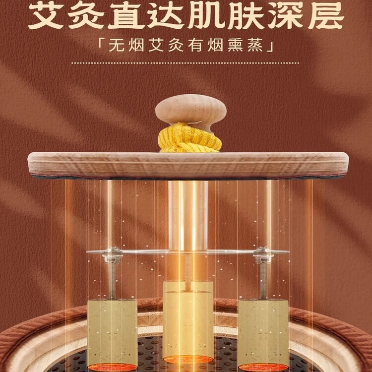 万年灵宝无烟艾灸盒橡木大灸罐随身灸家用暖宫腰带腹部肚子腰 万年灵 滤烟温灸宝单住4针灸盒+万年灵仲景专用艾柱 精品版