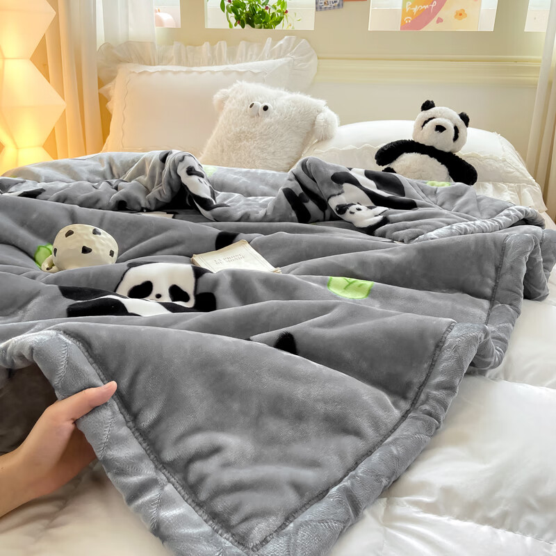 雅鹿毛毯被子1.5米x2米被子冬季毛毯冬天加厚加绒单人被毯子冬被6-8斤 小熊猫【3秒速暖 不压身不掉毛不静电】 150*200cm-4斤