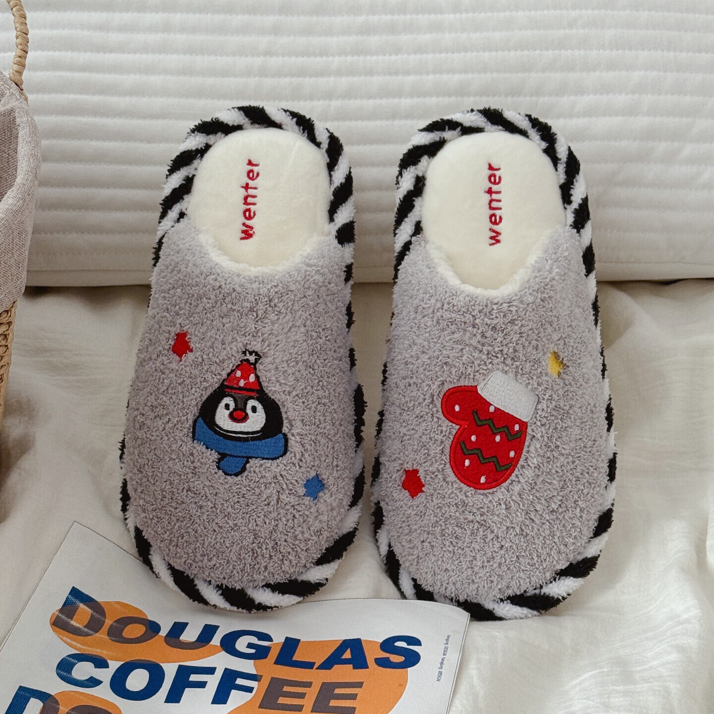 FZT彩色卡通棉拖鞋女士2025秋冬季新款毛绒绒保暖居家耐磨棉鞋女款 灰色 44-45 正码