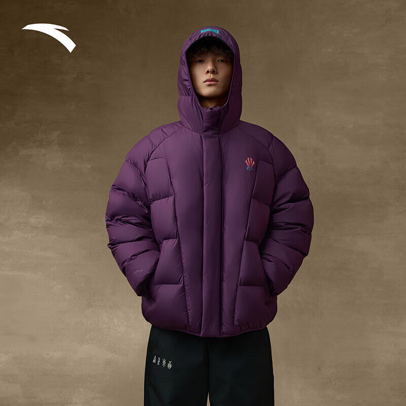 安踏（ANTA）凯里·欧文系列丨羽绒服男女同款冬季防泼水连帽保暖棉服 紫砂色-2 S (女生选购建议偏小一码)