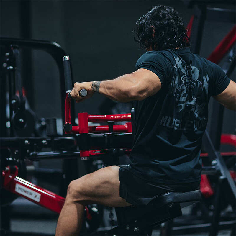 MUSCLE DOG肌肉狗 运动T恤男2025新款轻量7A抗菌皮UPF50印花短袖健身训练服 深灰色 3XL