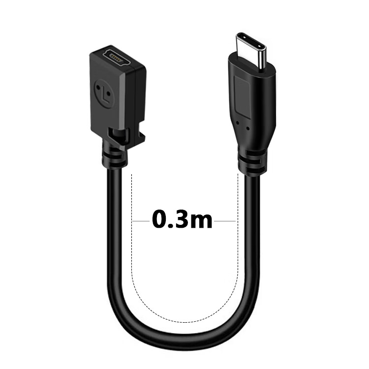 倍立方MiniUSB母转Type-C公转接头迷你T型母头充电数据线老式行车记录仪 MINI母【T口转type-c公头0.25CM直线