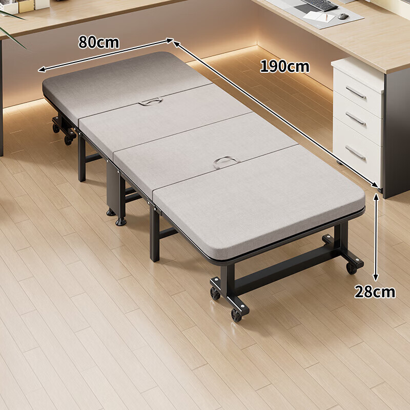 木格格折叠床午休单人床办公室午睡床四折海绵床医院陪护床简易床行军床 枪灰色特厚海绵款-80宽