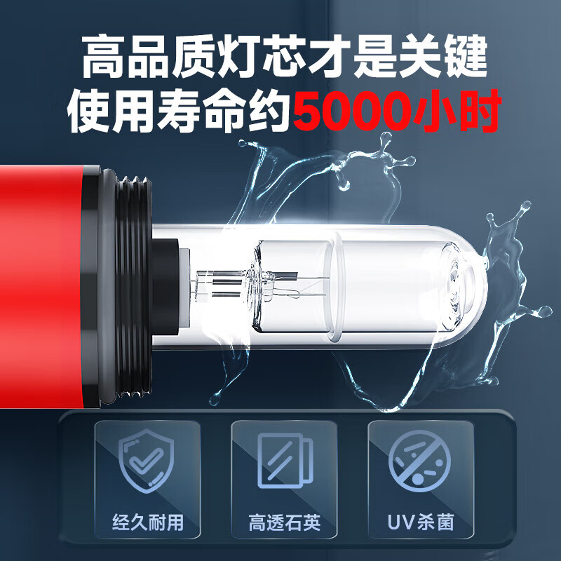 HASE瀚森鱼缸杀菌灯小型紫外线uv消毒灯潜水灭菌灯鱼池除藻灯外置保护罩 【 绿水克星】通水杀菌灯5W