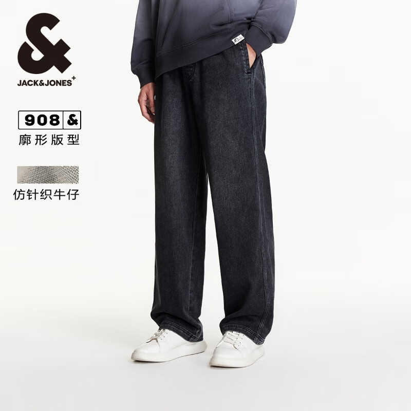 杰克·琼斯（JACK&amp;JONES）男装秋季牛仔裤百搭款宽松抽绳松紧双侧贴袋水洗长裤子225432009 A16深灰牛仔 34 180 W34/L32