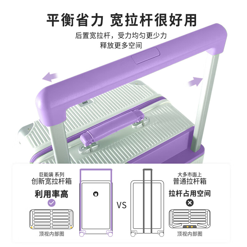 喵旅2025新款撞色行李箱女学生大容量旅行箱20寸登机密码箱宽拉杆箱子 商务灰 26英寸
