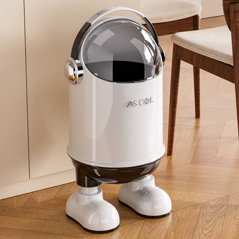 艾仕可（ASCOR）太空人垃圾桶客厅家用2025新款高档带盖厨房卧室卫生间高颜值创意 电镀款-复古红丨小号-13L
