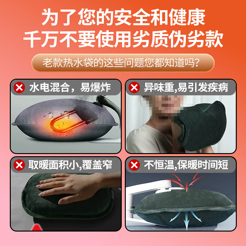 匹克法兰绒电热水袋 暖手袋 防爆充电加热暖宝宝 8-12分钟速热 长效保温 可爱卡通图案 办公室家用送礼 浅棕色 3C认证-免拆洗