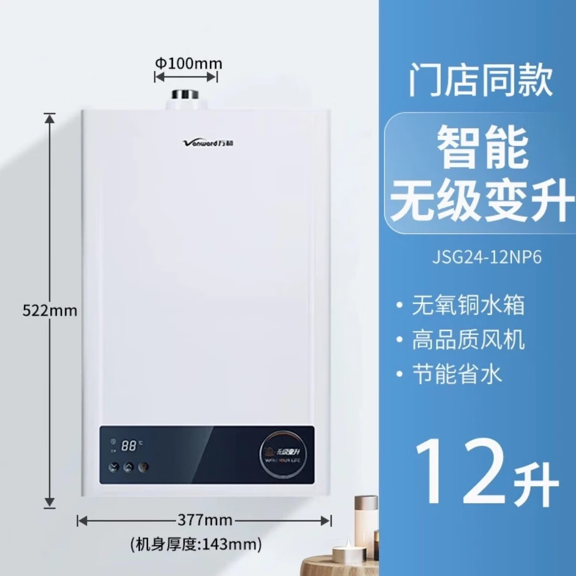 万和平衡机燃气热水器智能恒温ECO节能天然气浴室安装NP6 12L 平衡机 浴室专用 天然气