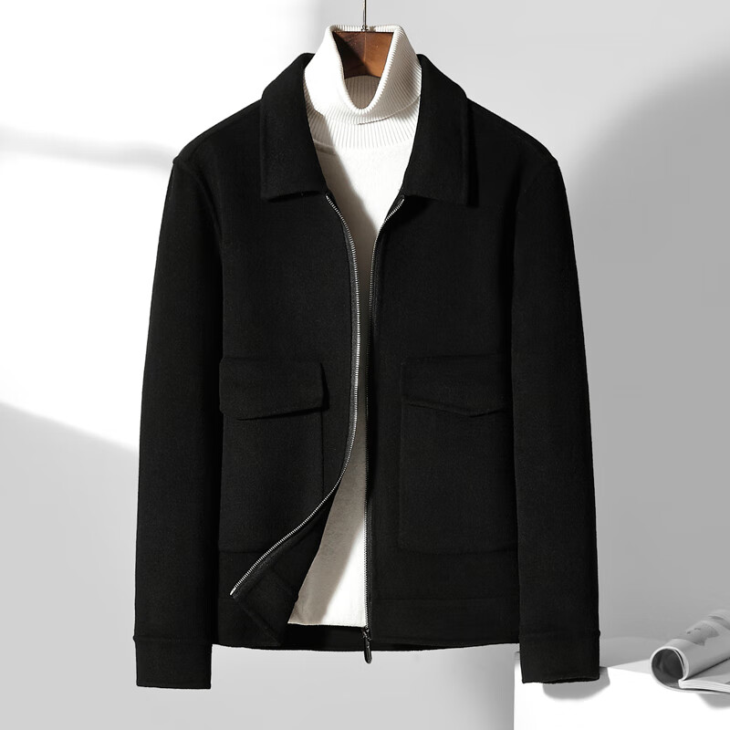 dizse轻奢品牌毛呢外套男士羊绒双面呢子大衣短款秋冬季英伦风羊毛